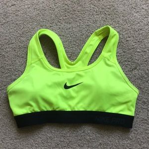 Nike pro neon yellow bra